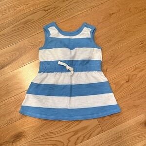 Primary Blue and White Striped Casual Dress